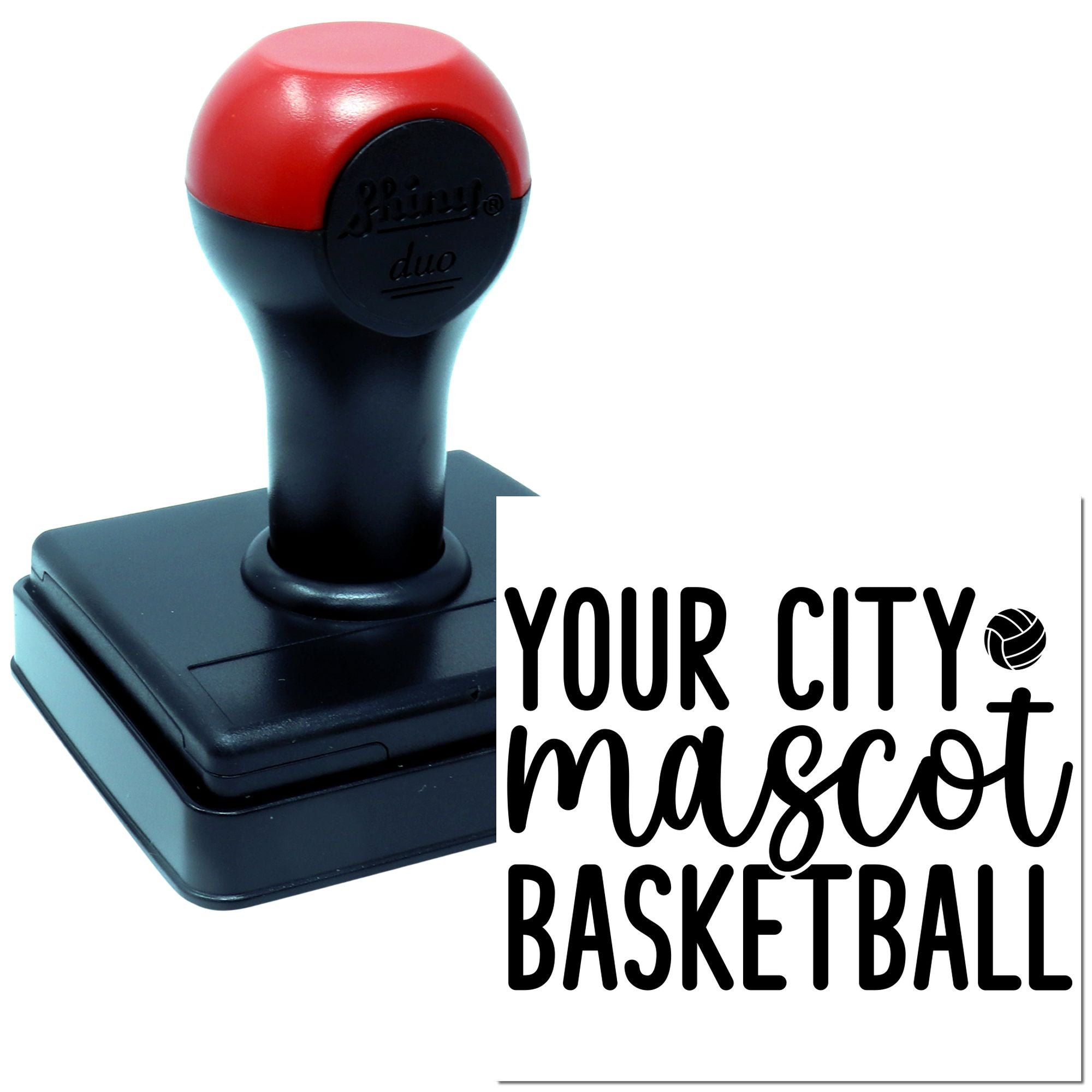 Basketball rubber stamp with Your City mascot design for custom sports branding and team event projects.