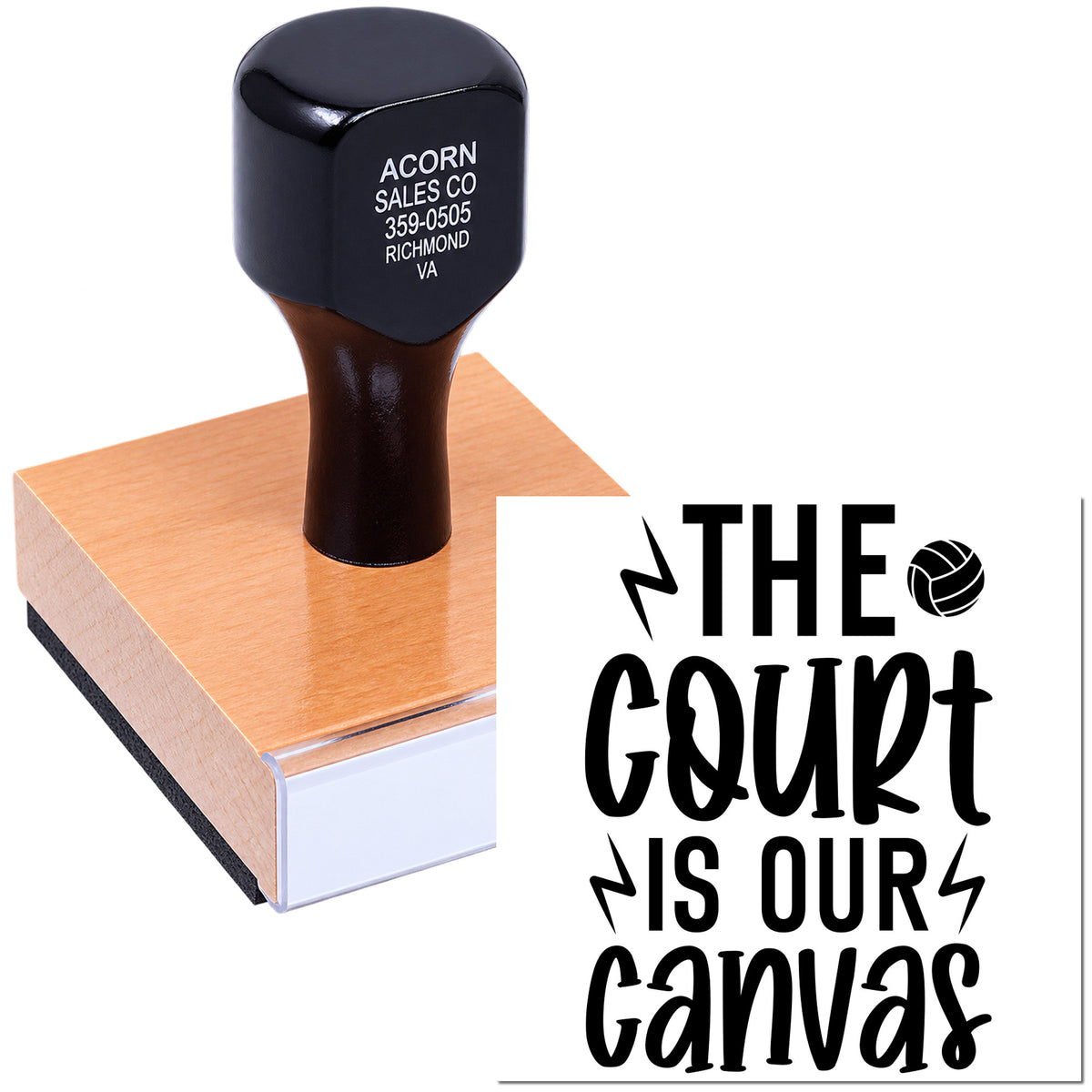 Personalized rubber stamp with custom business logo and text for branding, packaging, and office use.