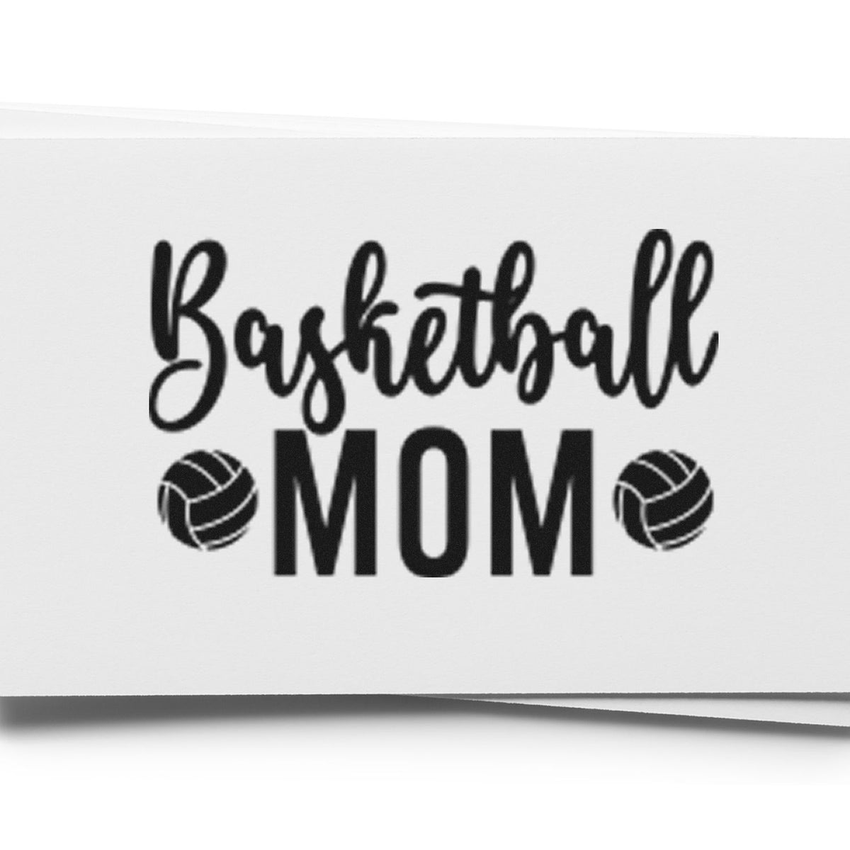Basketball Mom rubber stamp design with basketball icons for sports team gifts, crafts, and scrapbooking.