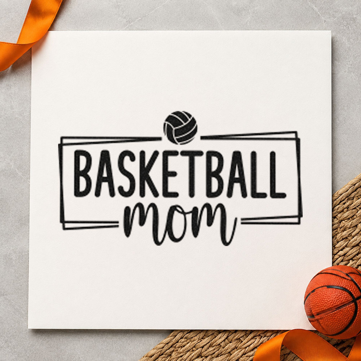 Basketball Mom Rectangular Frame Pre-Inked Stamp – PSI in use 3