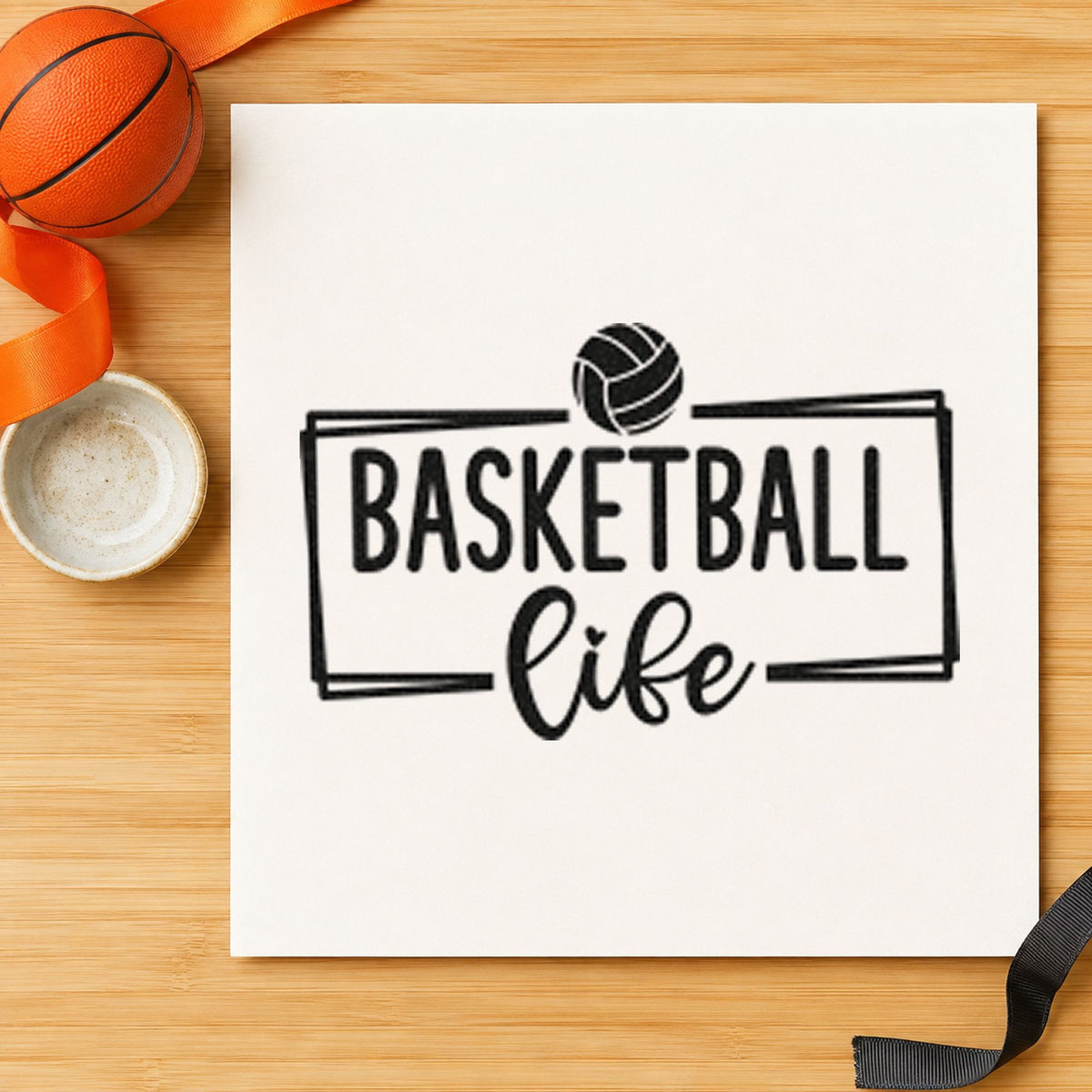 Basketball Life Rectangular Frame Stamp – PSI Pre-Inked in use 3