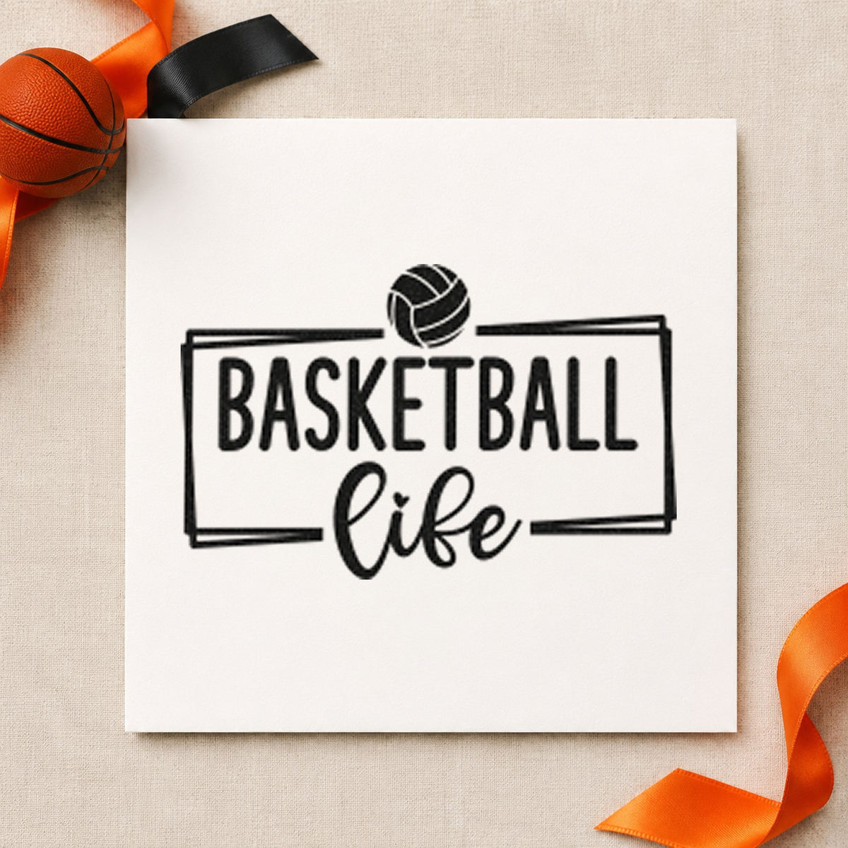 Basketball Life Rectangular Frame Slim Pre-Inked Stamp in use 4