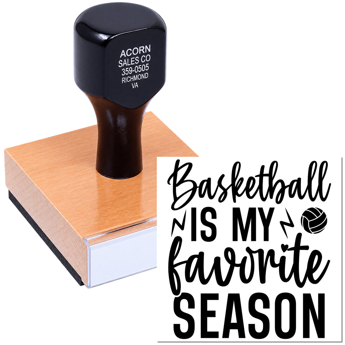 Custom basketball is my favorite season rubber stamp with handle for sports crafts, cards, and fan projects.