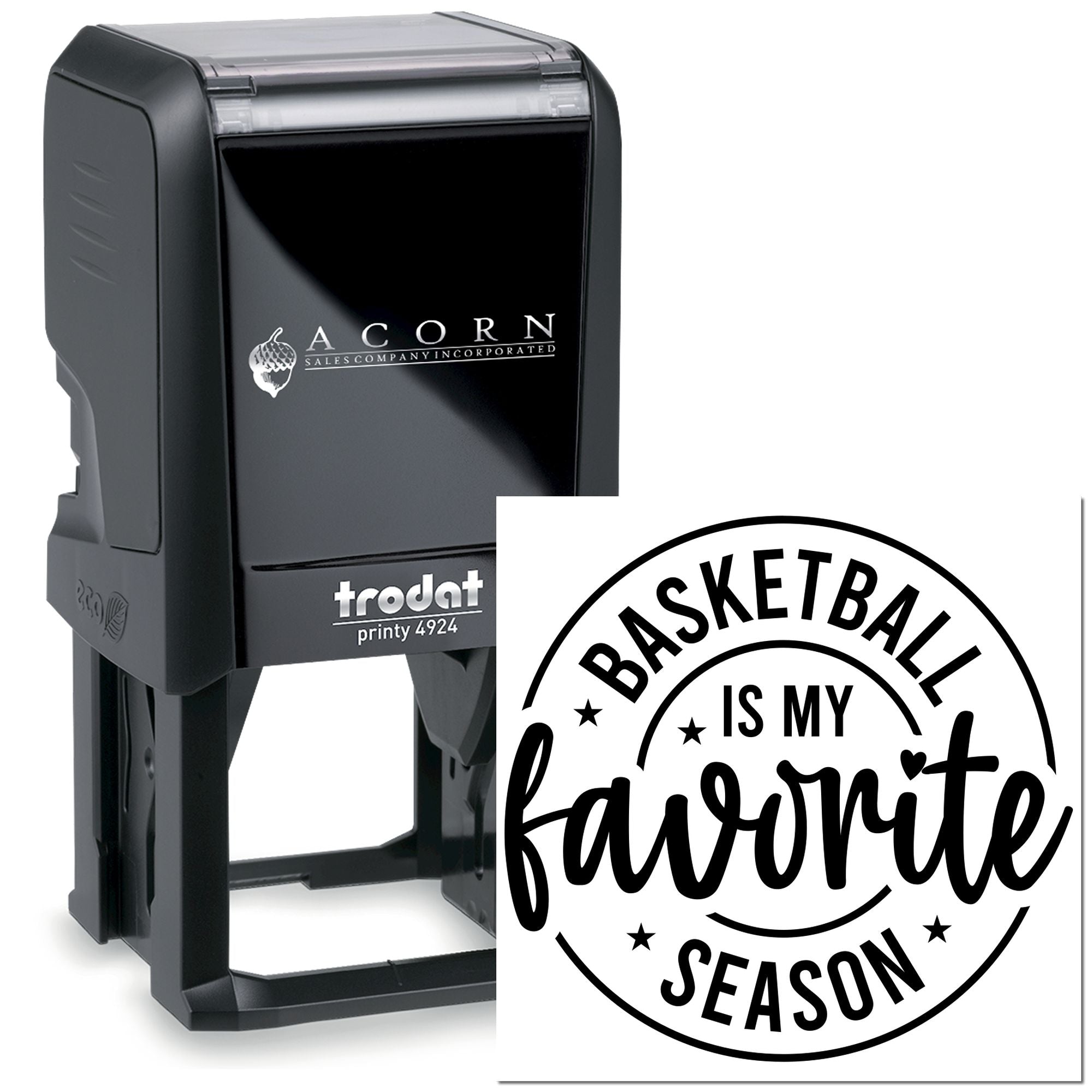 Custom self-inking rubber stamp with basketball is my favorite season design, ideal for sports-themed stamping.