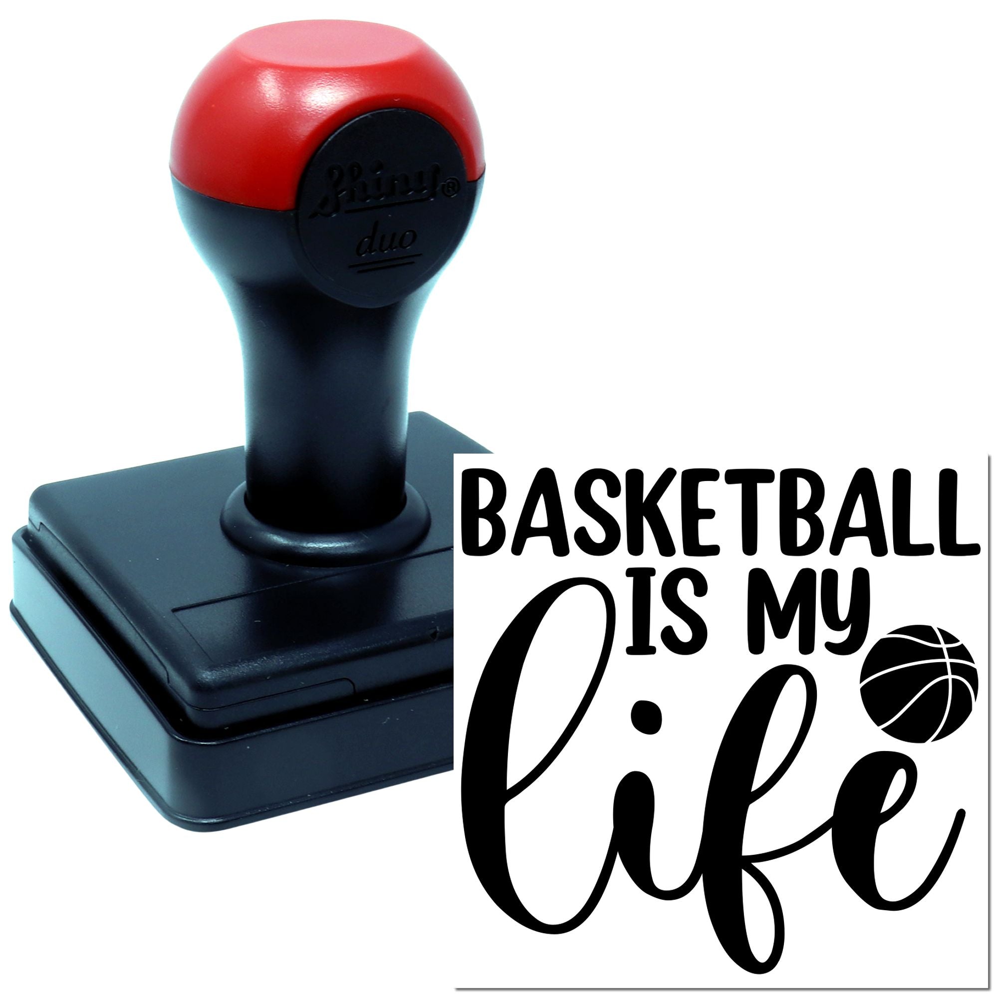 Basketball is My Life self-inking rubber stamp with basketball icon for custom sports crafts and fan projects.