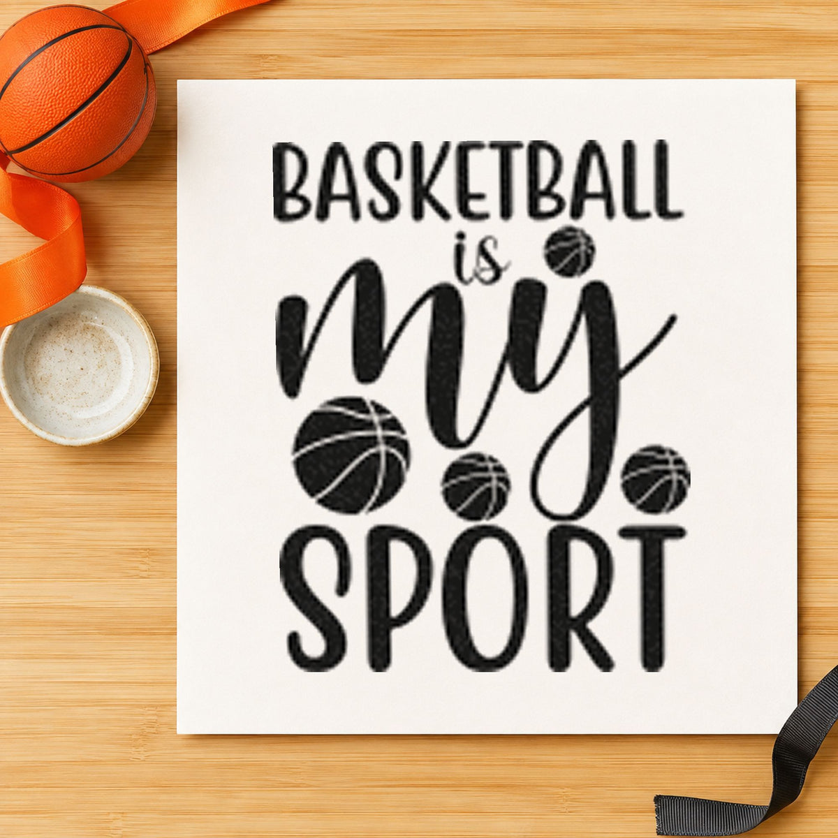 My Sport Basketball Lettering Wood-Mounted Rubber Stamp in use 10