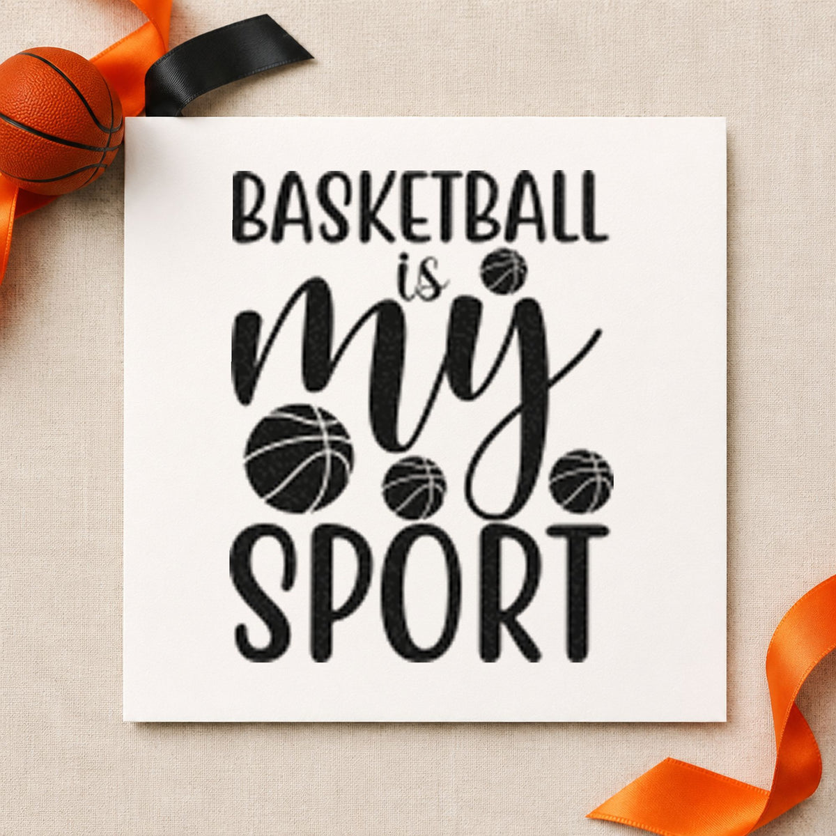 My Sport Basketball Lettering Wood-Mounted Rubber Stamp in use 3