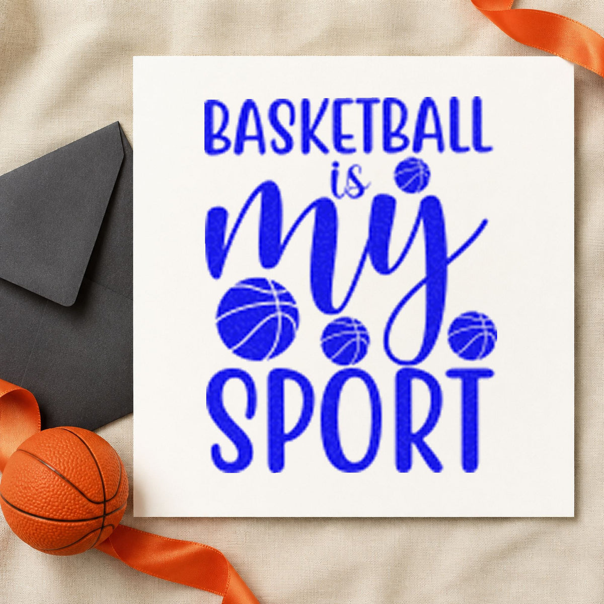 My Sport Basketball Lettering Wood-Mounted Rubber Stamp in use 6