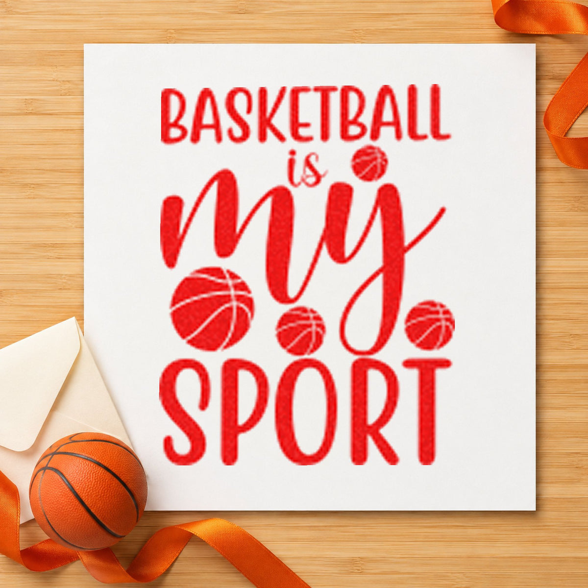 My Sport Basketball Lettering Wood-Mounted Rubber Stamp in use 7