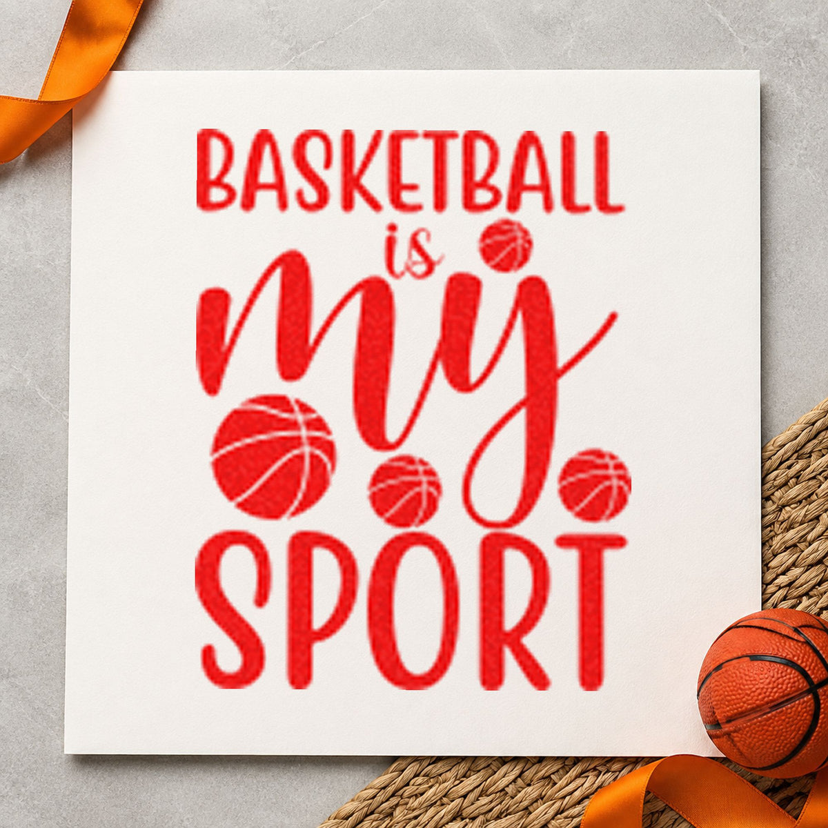 My Sport Basketball Lettering Wood-Mounted Rubber Stamp in use 8