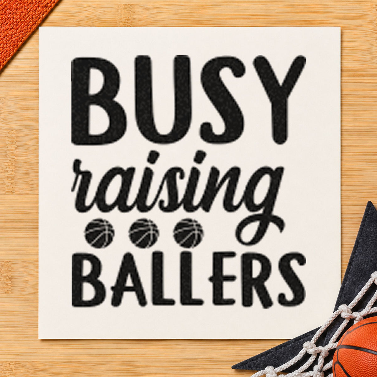 Busy Raising Ballers Quote Self-Inking Stamp in use 10