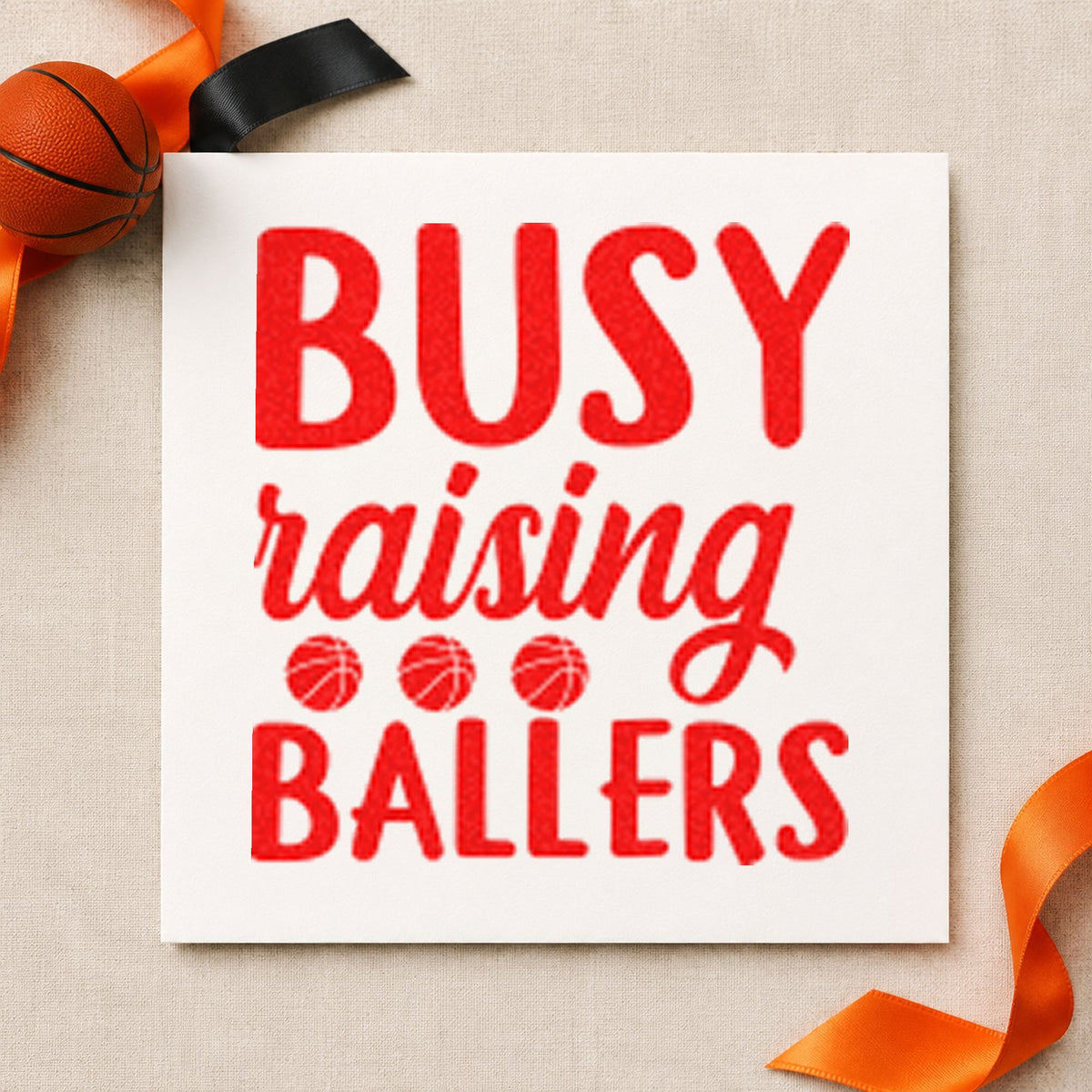 Busy Raising Ballers Quote Rubber Stamp – Duo Hand in use 7
