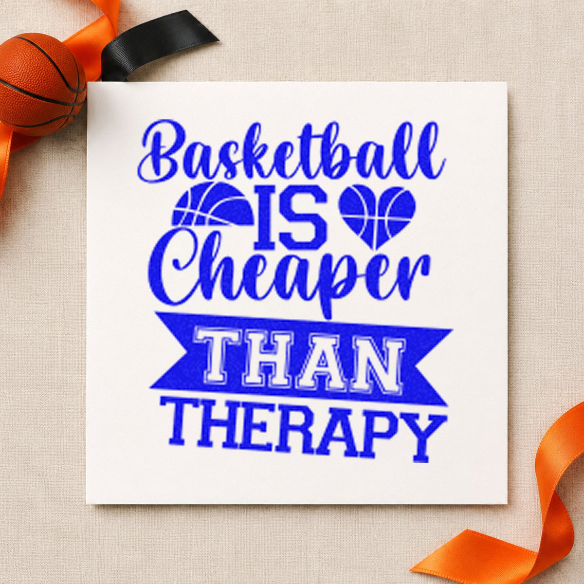 Basketball Cheaper Than Therapy Rubber Stamp – Duo Hand in use 5