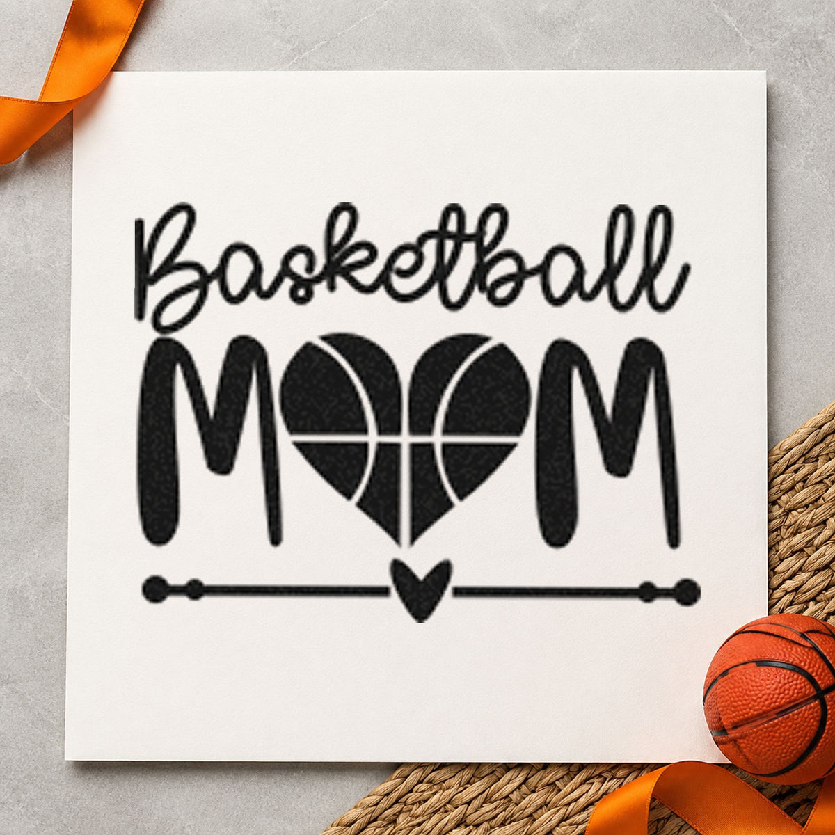 Duo Hand Basketball Mom Heart Letter Rubber Stamp in use 10