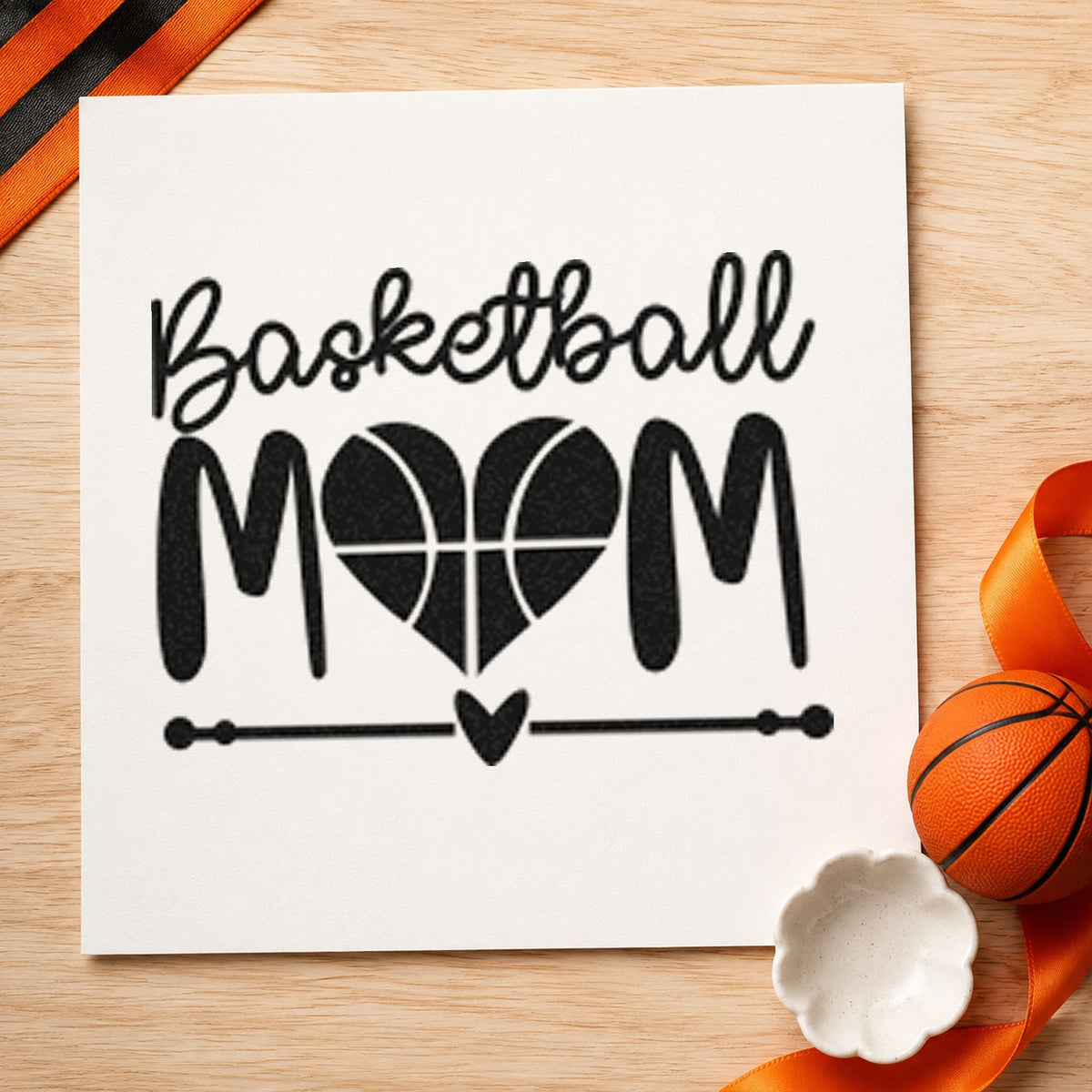 Duo Hand Basketball Mom Heart Letter Rubber Stamp in use 4