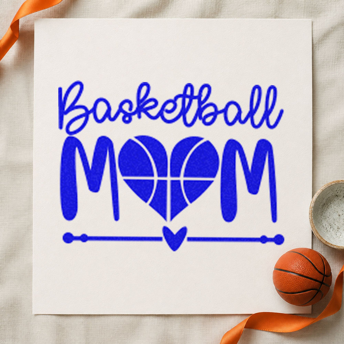 Duo Hand Basketball Mom Heart Letter Rubber Stamp in use 5