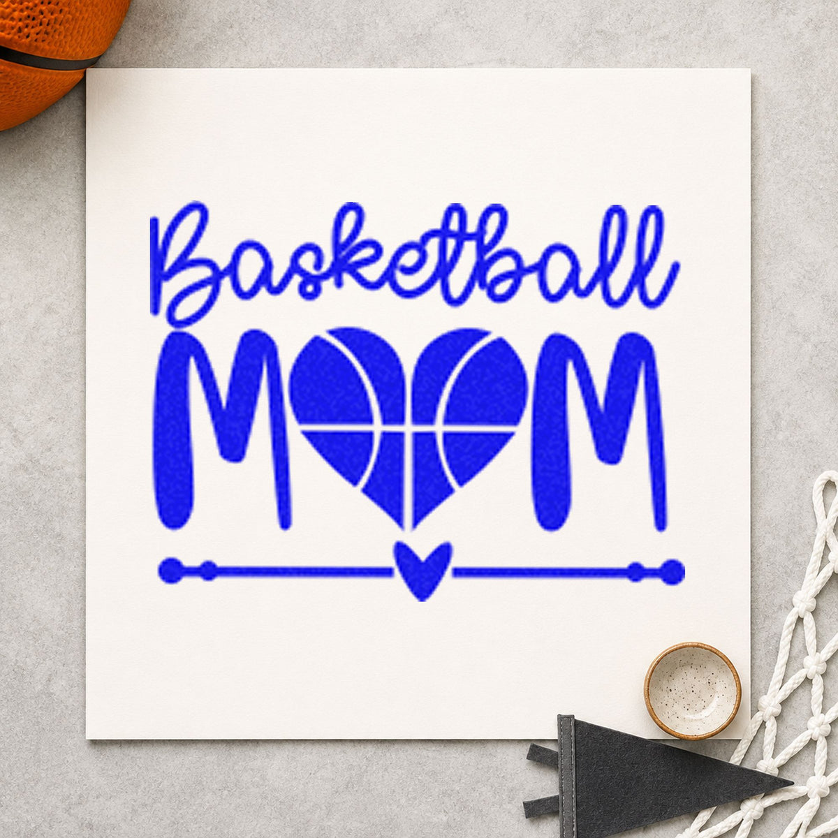 Duo Hand Basketball Mom Heart Letter Rubber Stamp in use 6