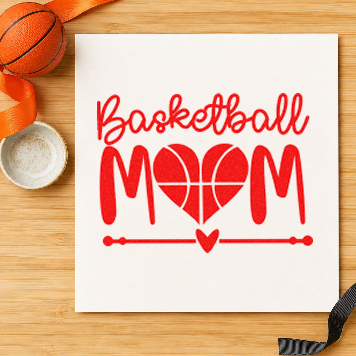 Duo Hand Basketball Mom Heart Letter Rubber Stamp in use 7