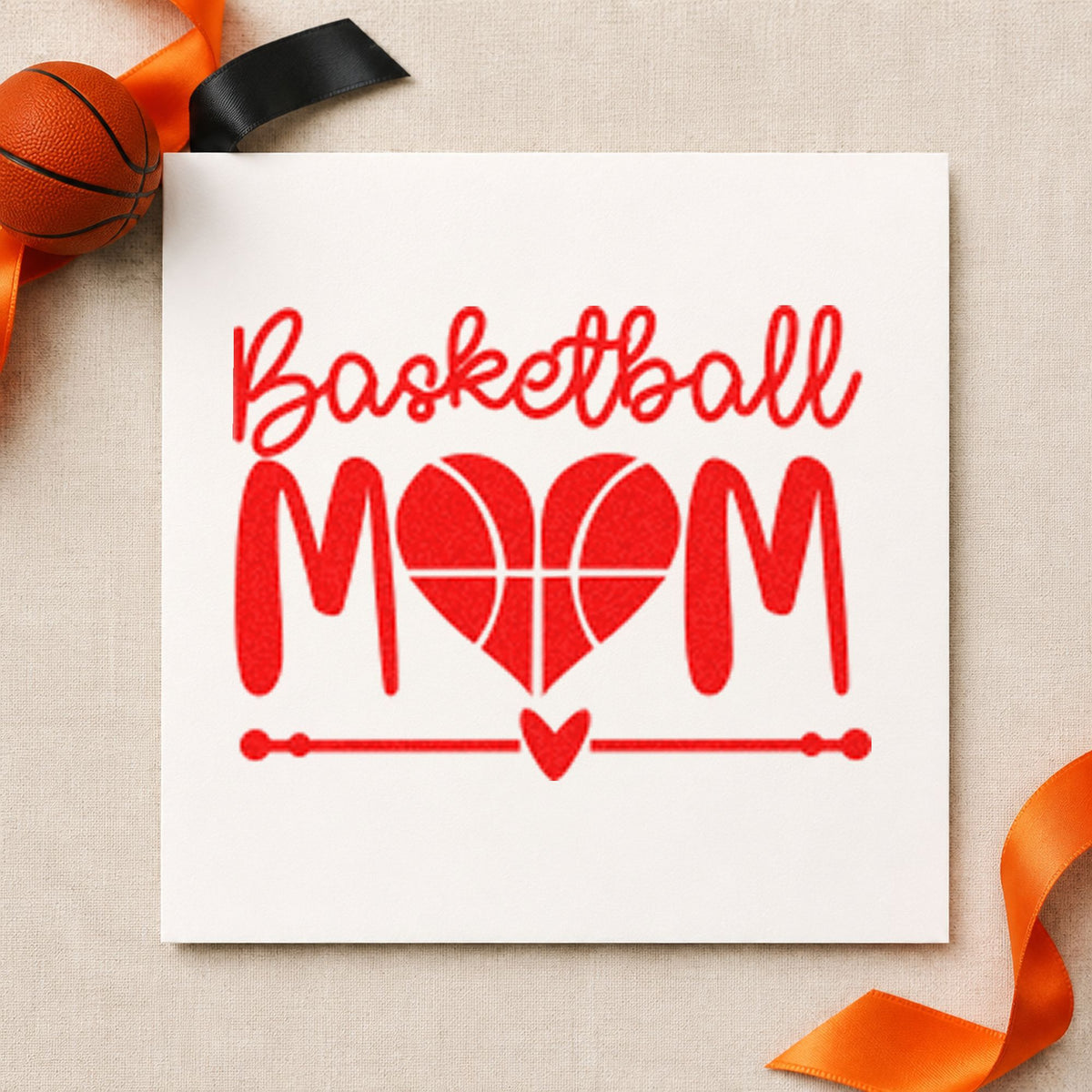 Duo Hand Basketball Mom Heart Letter Rubber Stamp in use 8