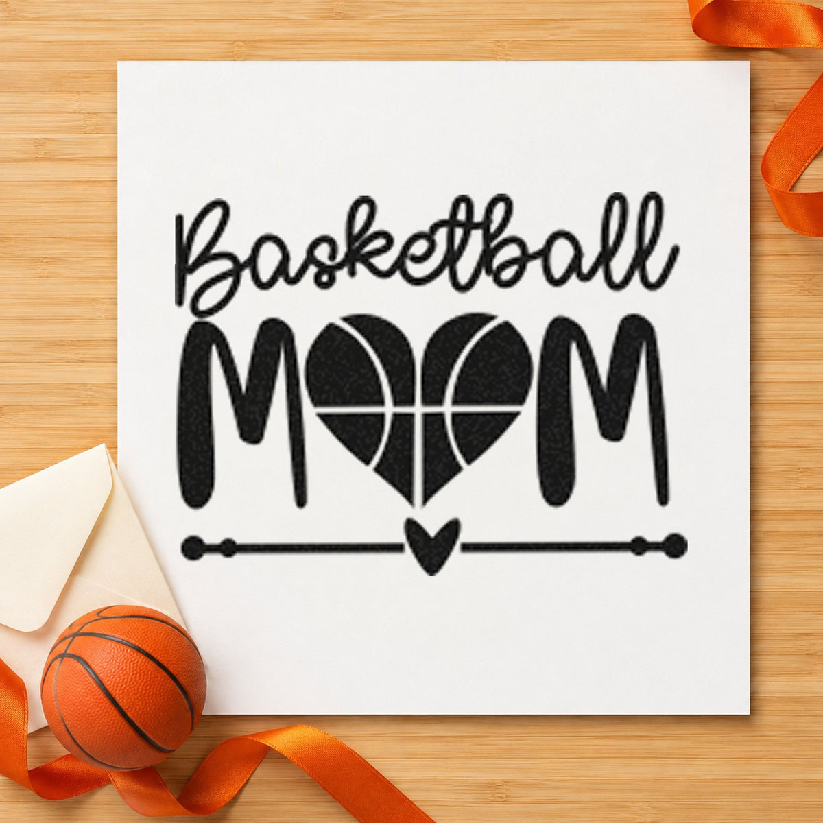 Duo Hand Basketball Mom Heart Letter Rubber Stamp in use 9