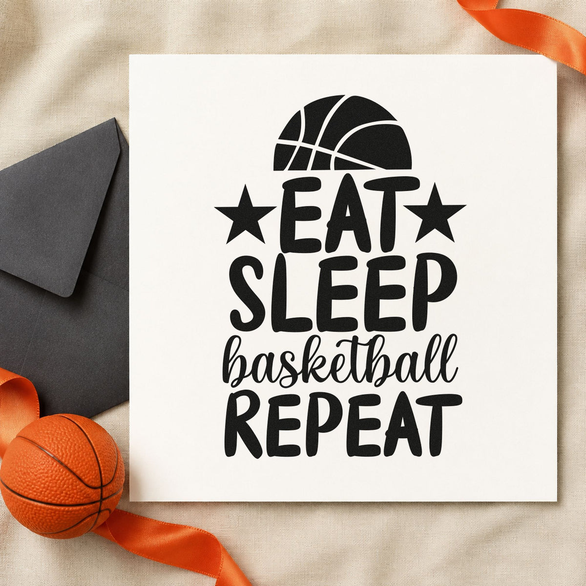 Eat Sleep Basketball Repeat Stamp – Duo Hand in use 3