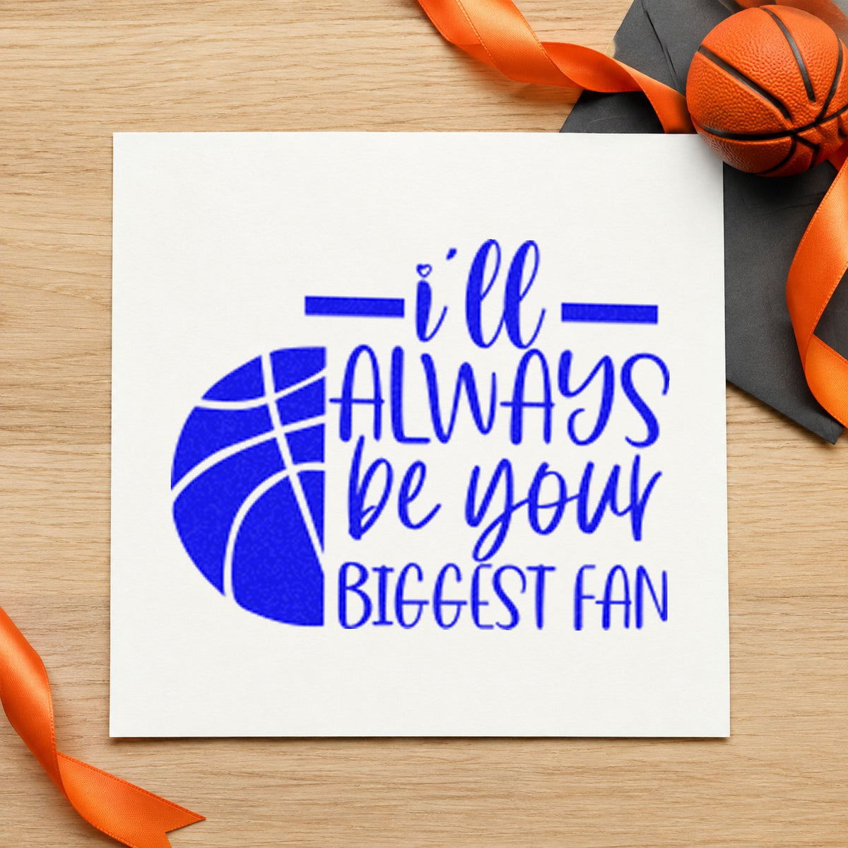 I'll Always Be Your Biggest Fan Basketball Motif Rubber Stamp – Duo Hand in use 5