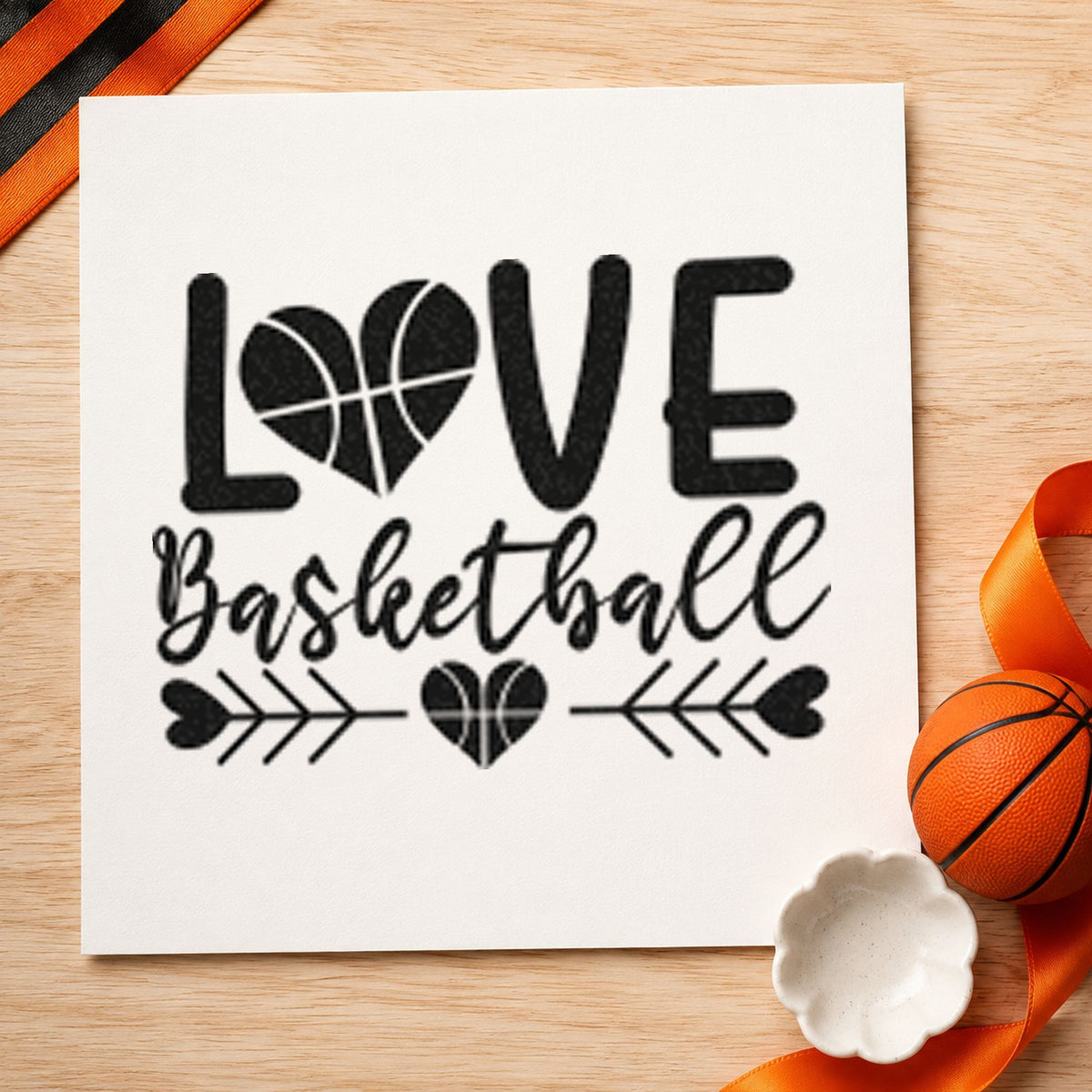 Love Basketball Heart Arrows PSI Pre-Inked Stamp in use 3