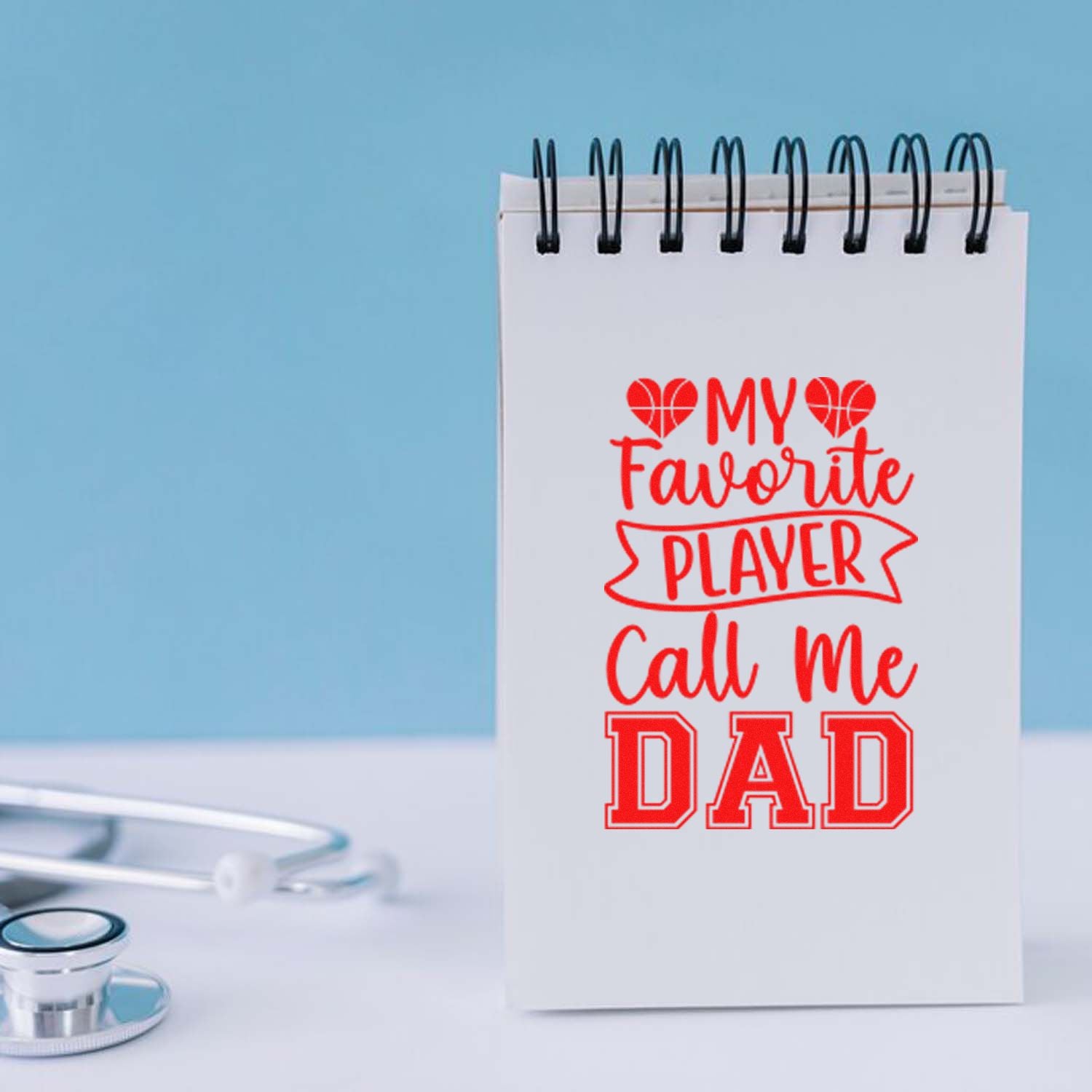 Custom rubber stamp design with My Favorite Player Call Me Dad text, ideal for Fathers Day gifts and personalized stamping.