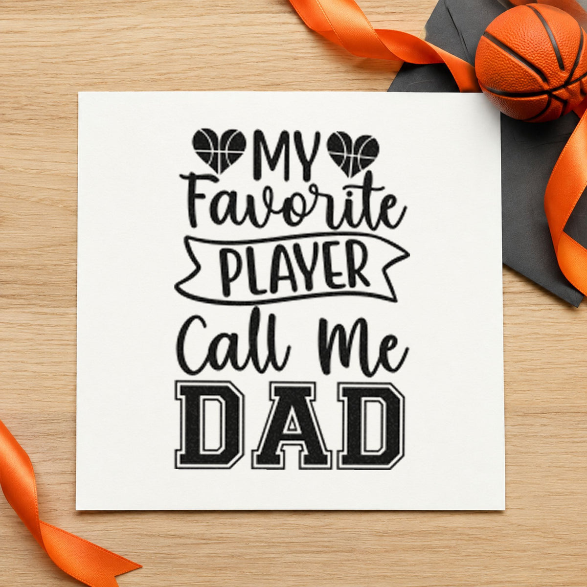 Favorite Player Dad Hearts rubber stamp printed in black ink, ready for game calendar sheet and similar paper crafts.