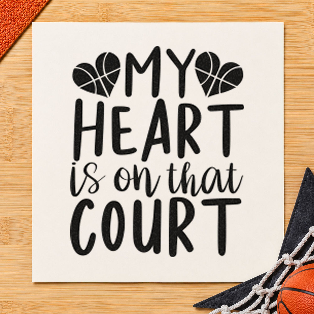 My Heart Is On That Court PSI Pre-Inked Stamp in use 3