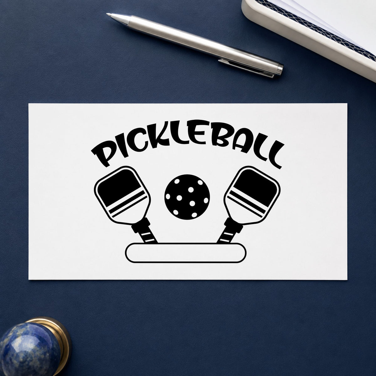 Pickleball Paddles Blank Banner rubber stamp printed in black ink, ready for rounded banner cards and similar paper crafts.