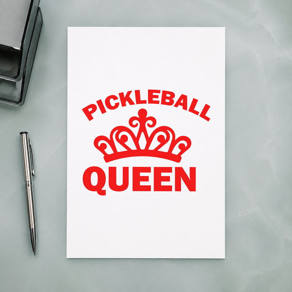 Pickleball Queen Crown Slim Pre-Inked Stamp in use 7