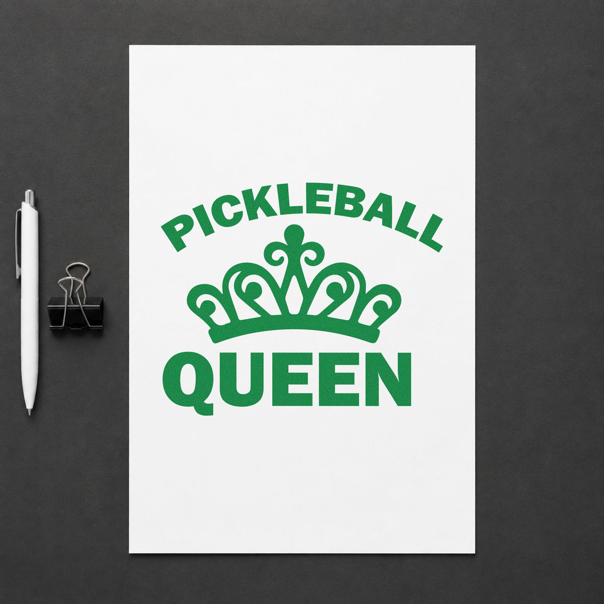 Pickleball Queen Crown Rubber Stamp – Wood Handle in use 8