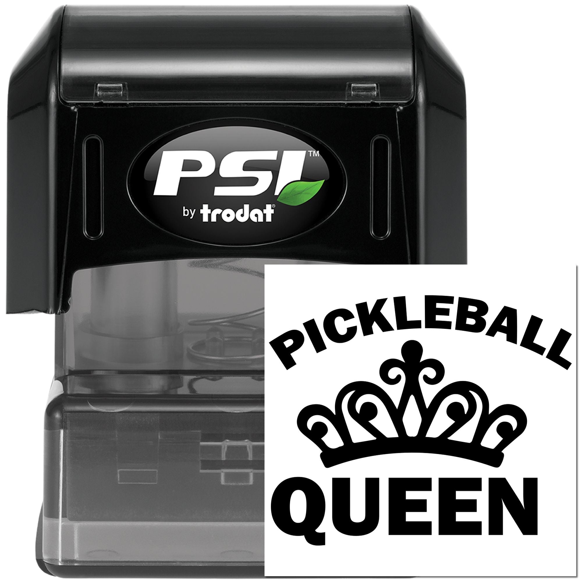 PSI by Trodat self-inking rubber stamp with Pickleball Queen design for custom pickleball gifts and crafts