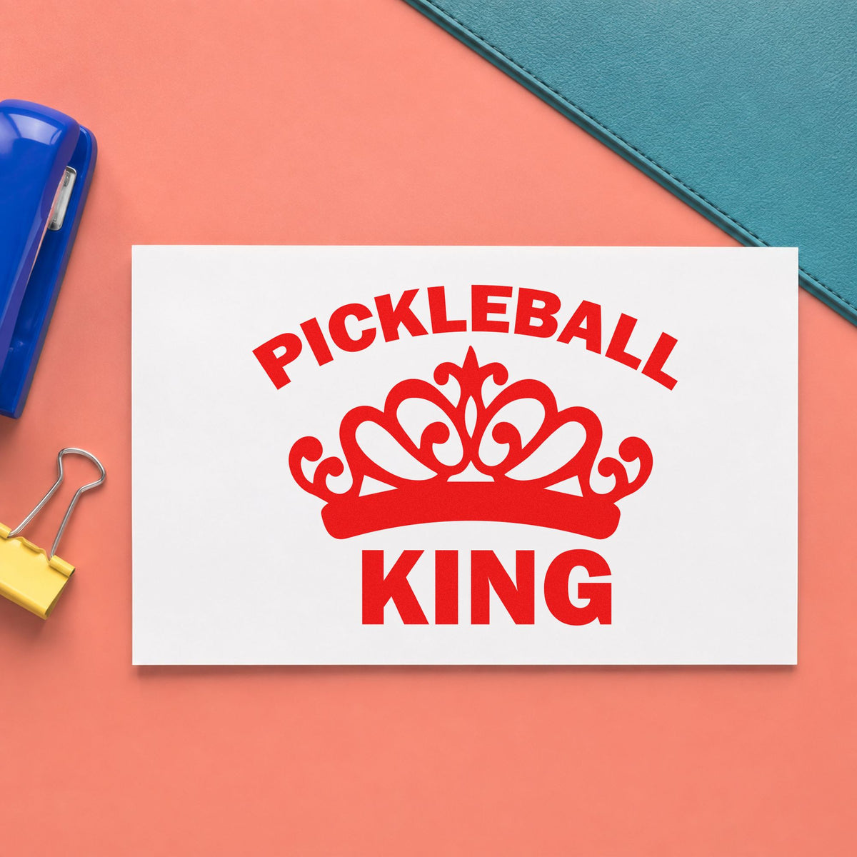 Pickleball King Crown Pre-Inked Stamp – Slim in use 7