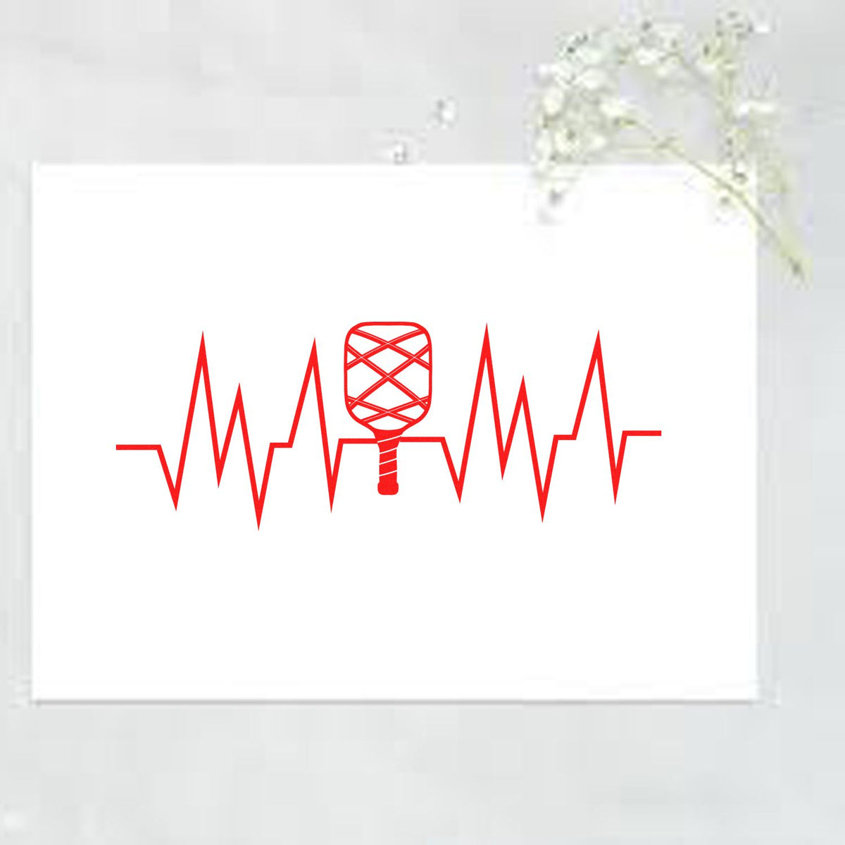 Red sport racket heartbeat custom rubber stamp design for crafts
