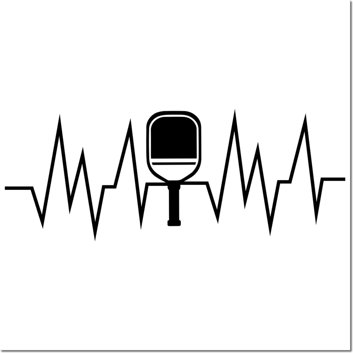 Heartbeat microphone icon for custom rubber stamp design, perfect for music, podcast, or singer branding.