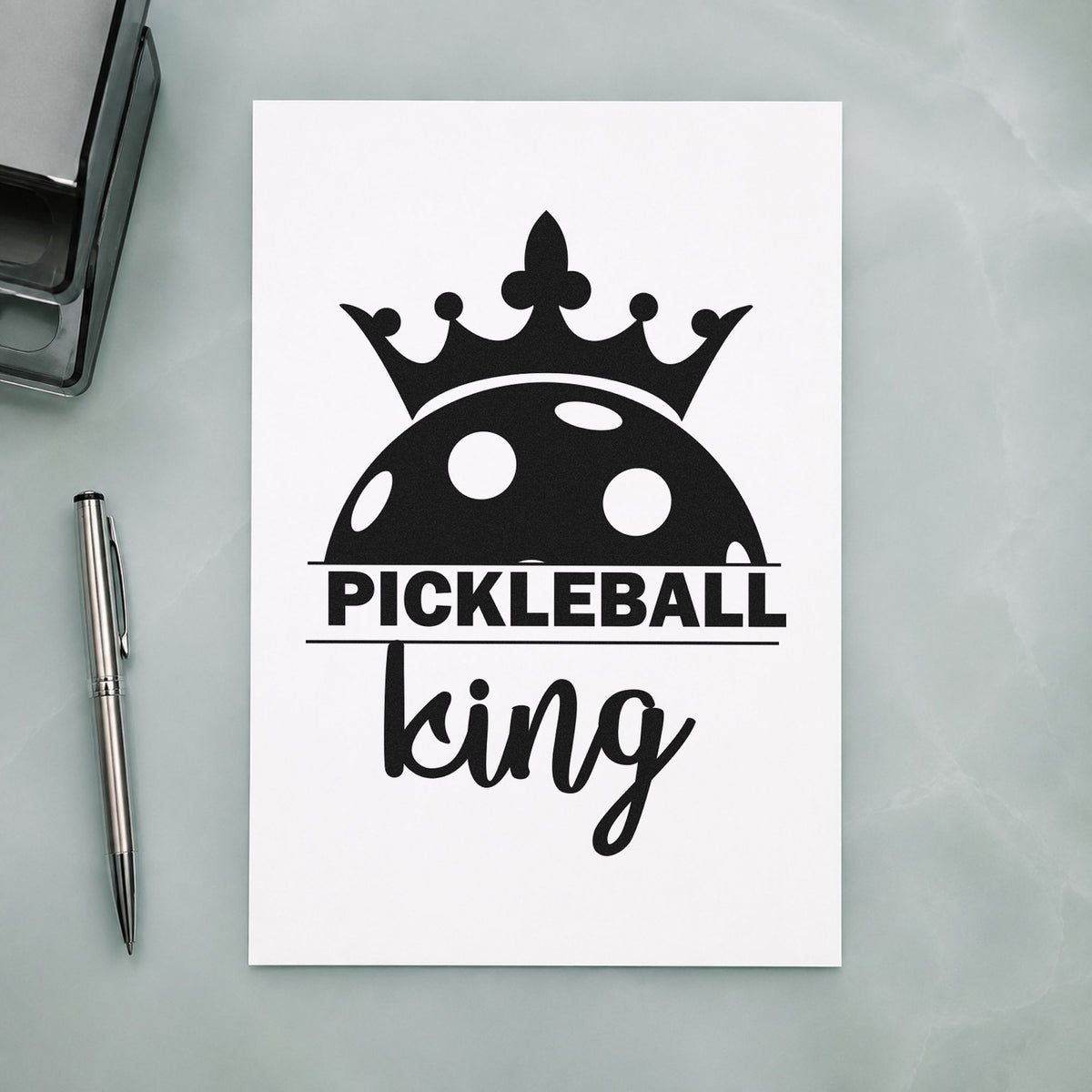 Pickleball King Crowned Ball Wood Handle Stamp in use 3