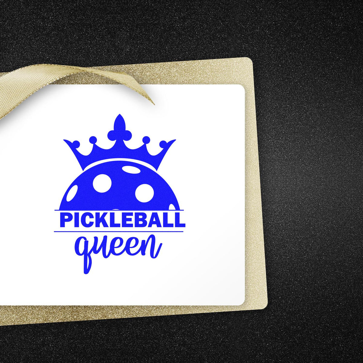 Custom Pickleball Queen rubber stamp design for sports gifts, crafts, and packaging.