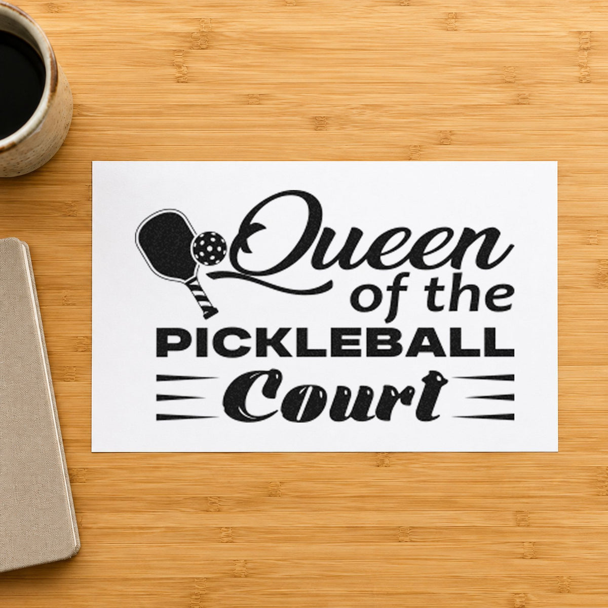 Queen Of Pickleball Court Self-Inking Stamp in use 4