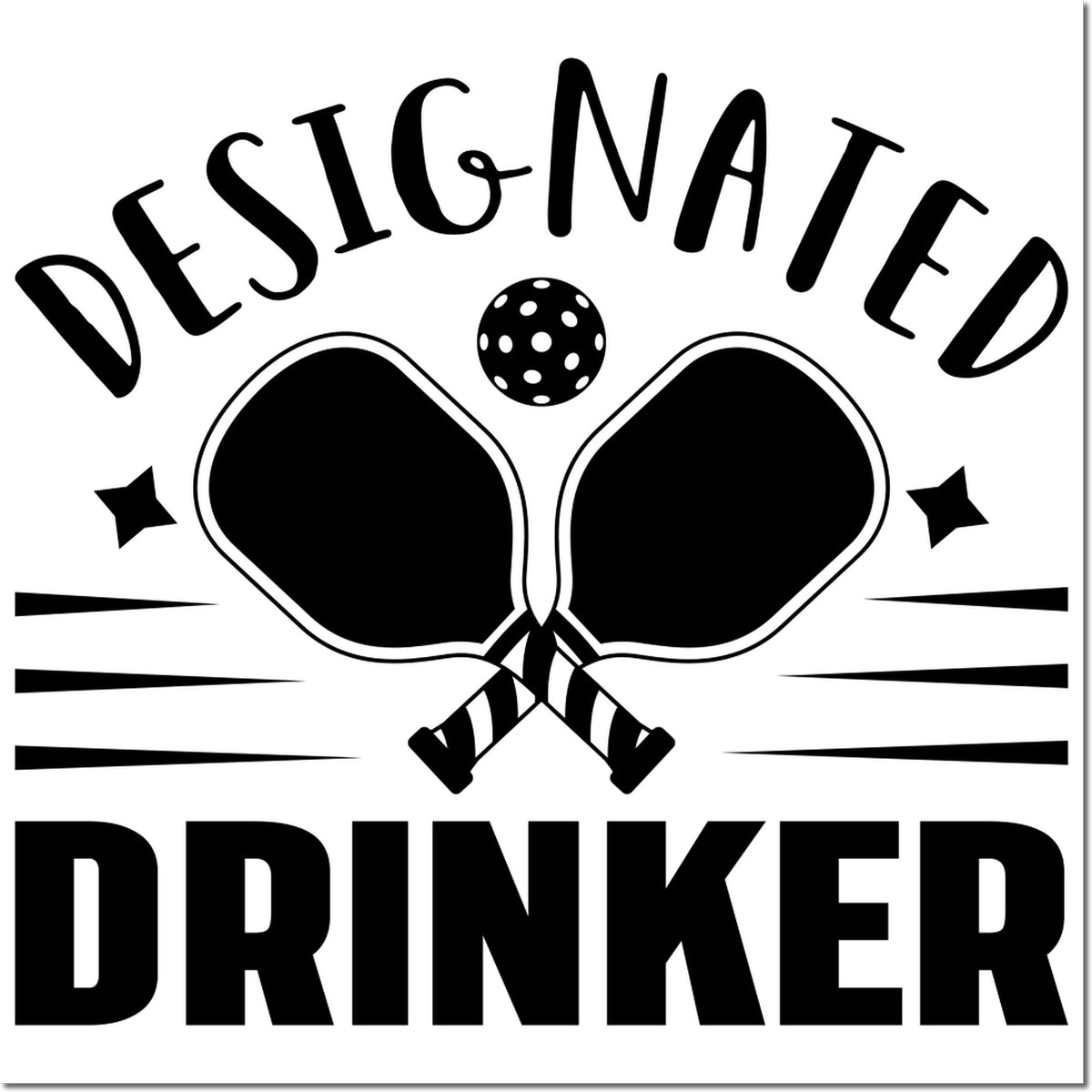 Designated Drinker pickleball rubber stamp design with paddles and ball for party gifts and sports lovers