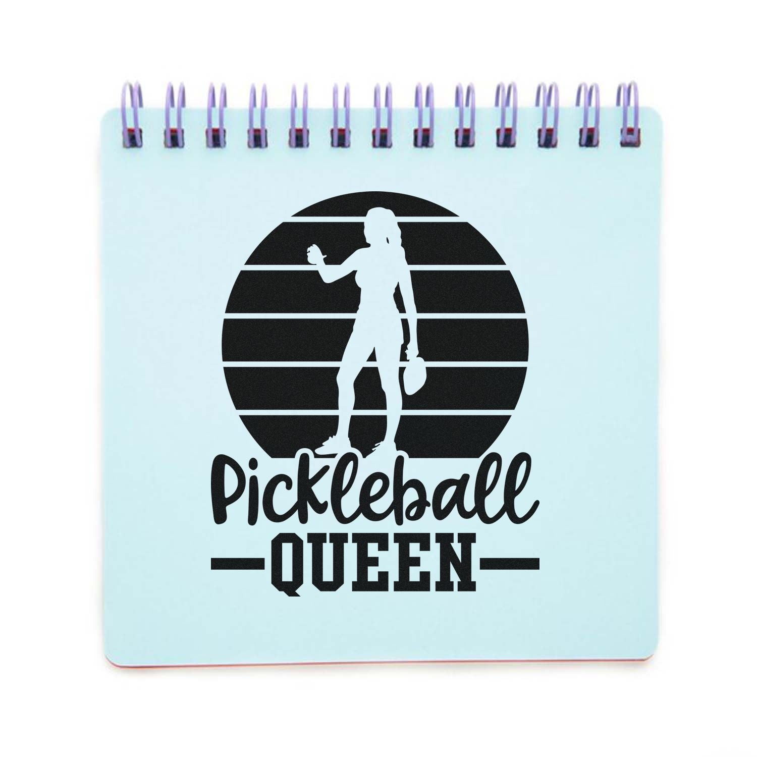 Pickleball Queen rubber stamp design with silhouette graphic, perfect for custom sports crafts, gifts, and pickleball fans.