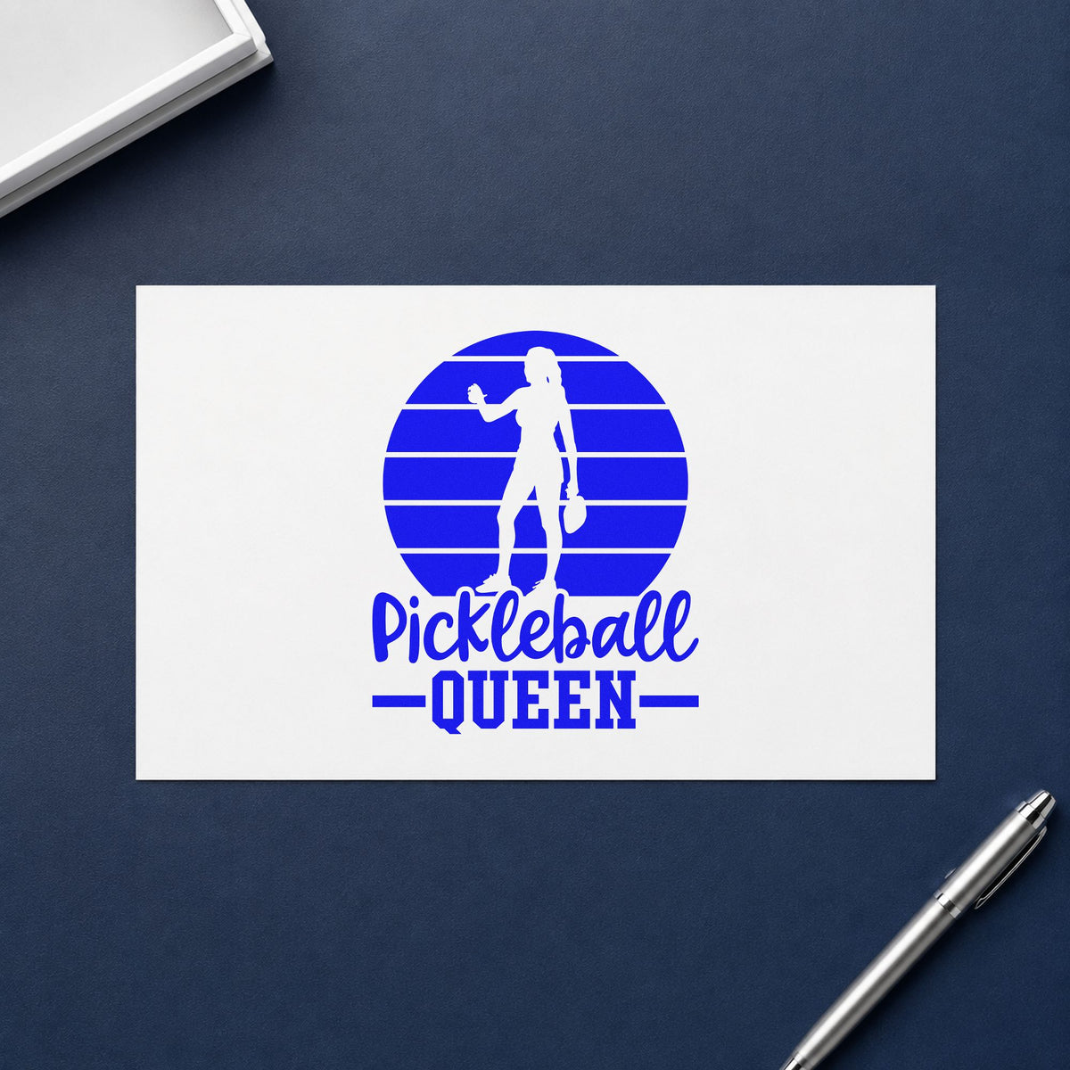 Pickleball Queen Player Silhouette Rubber Stamp – Duo Hand in use 5