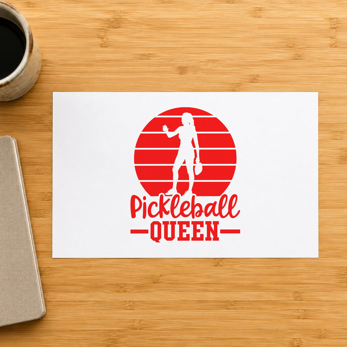 Pickleball Queen Player Silhouette Slim Pre-Inked Stamp in use 8