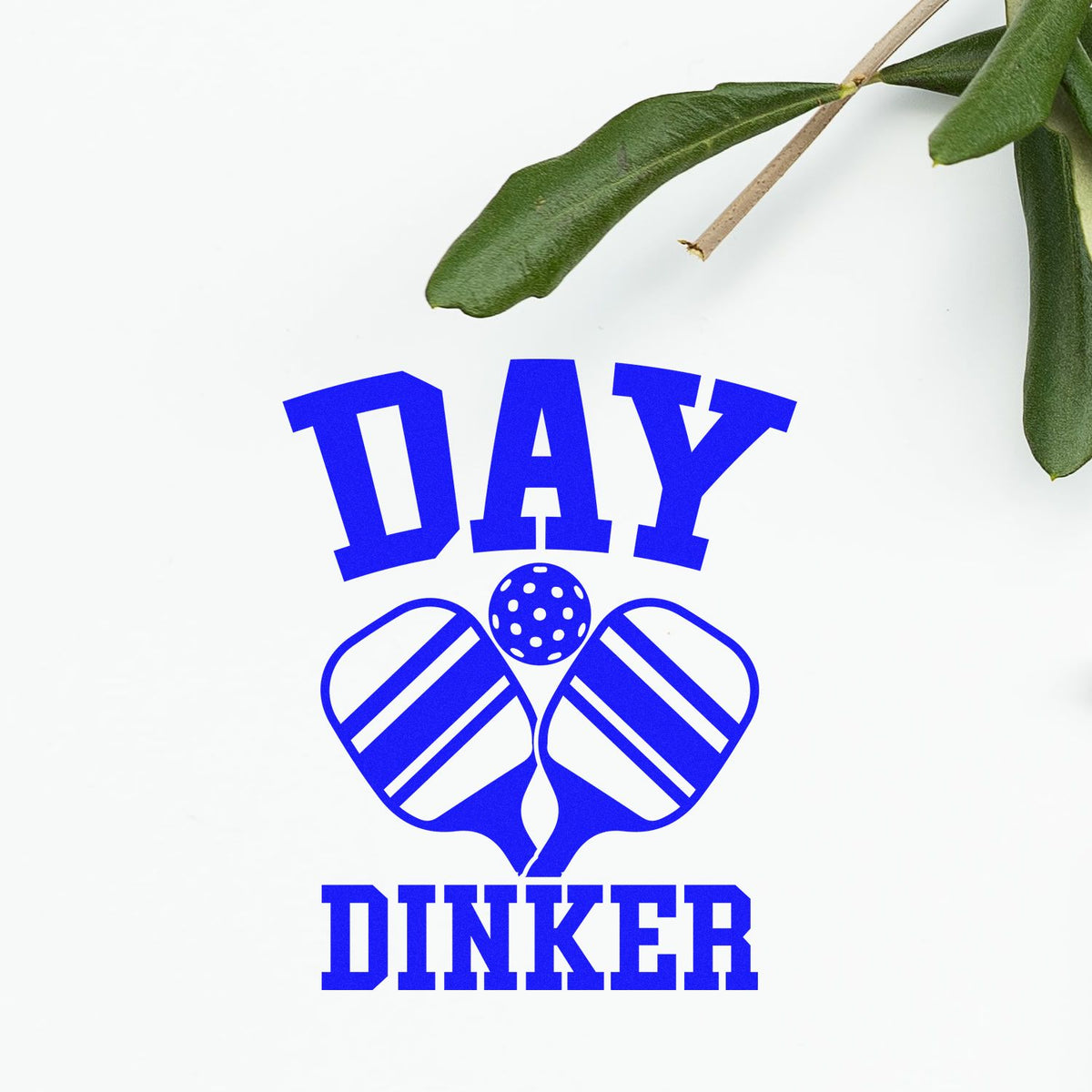Day Dinker pickleball rubber stamp design with blue paddles and ball for sporty crafts