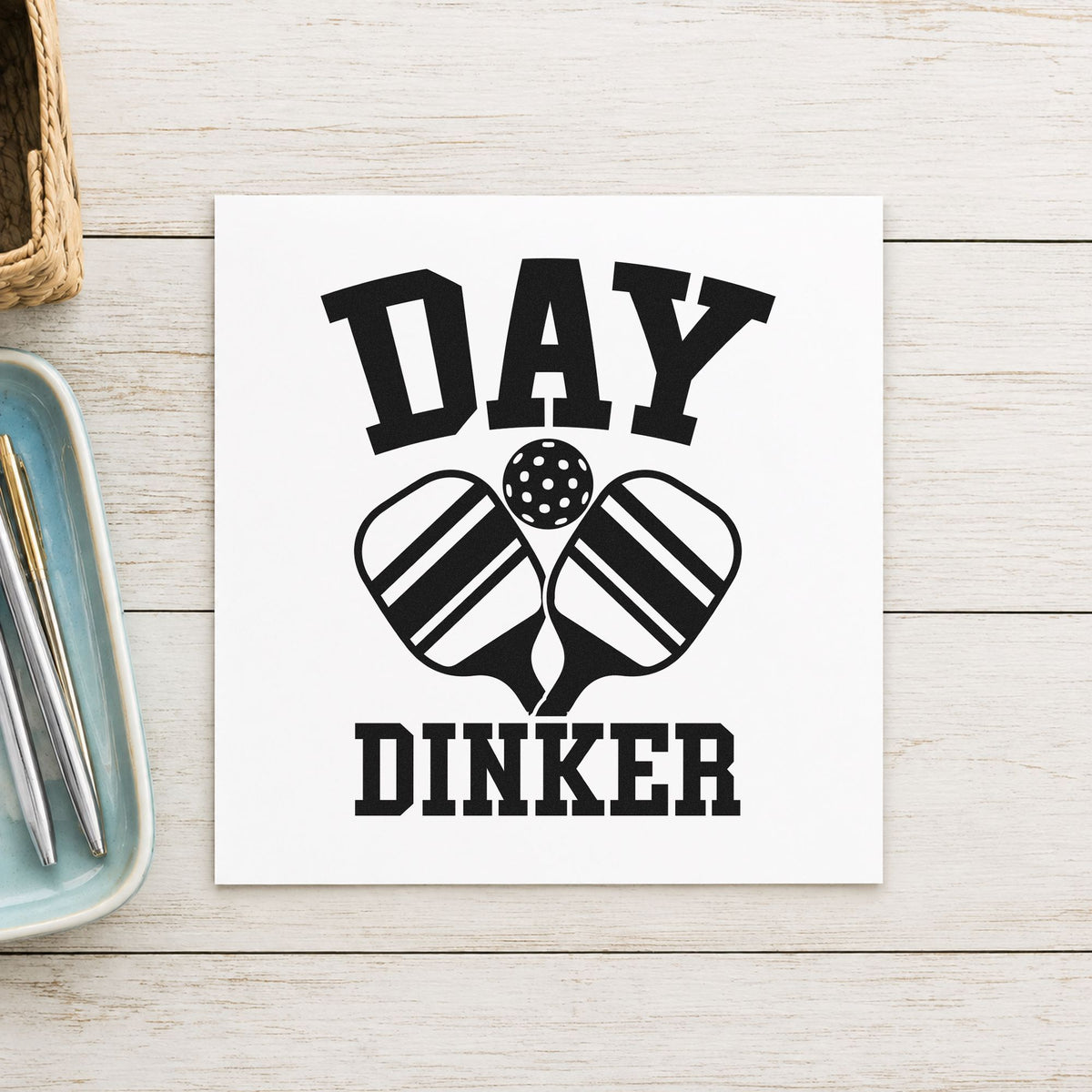 Day Dinker Crossed Paddles Pickleball PSI Pre-Inked Stamp in use 3