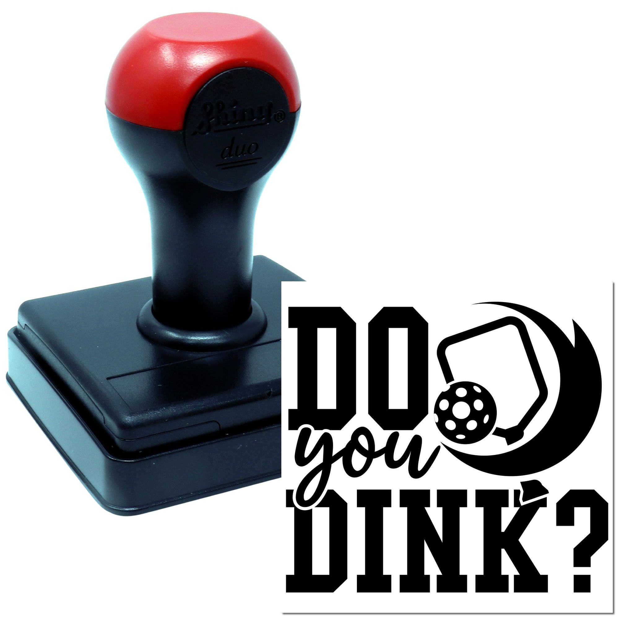 Custom self-inking rubber stamp with "Do you DINK?" disc golf design, ideal for disc golf business branding and crafts.