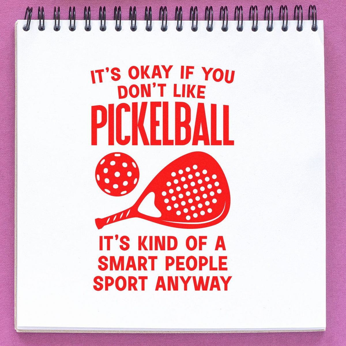 Pickleball Smart People Sport rubber stamp shown in red ink, stamped for projects such as rivalry album page.