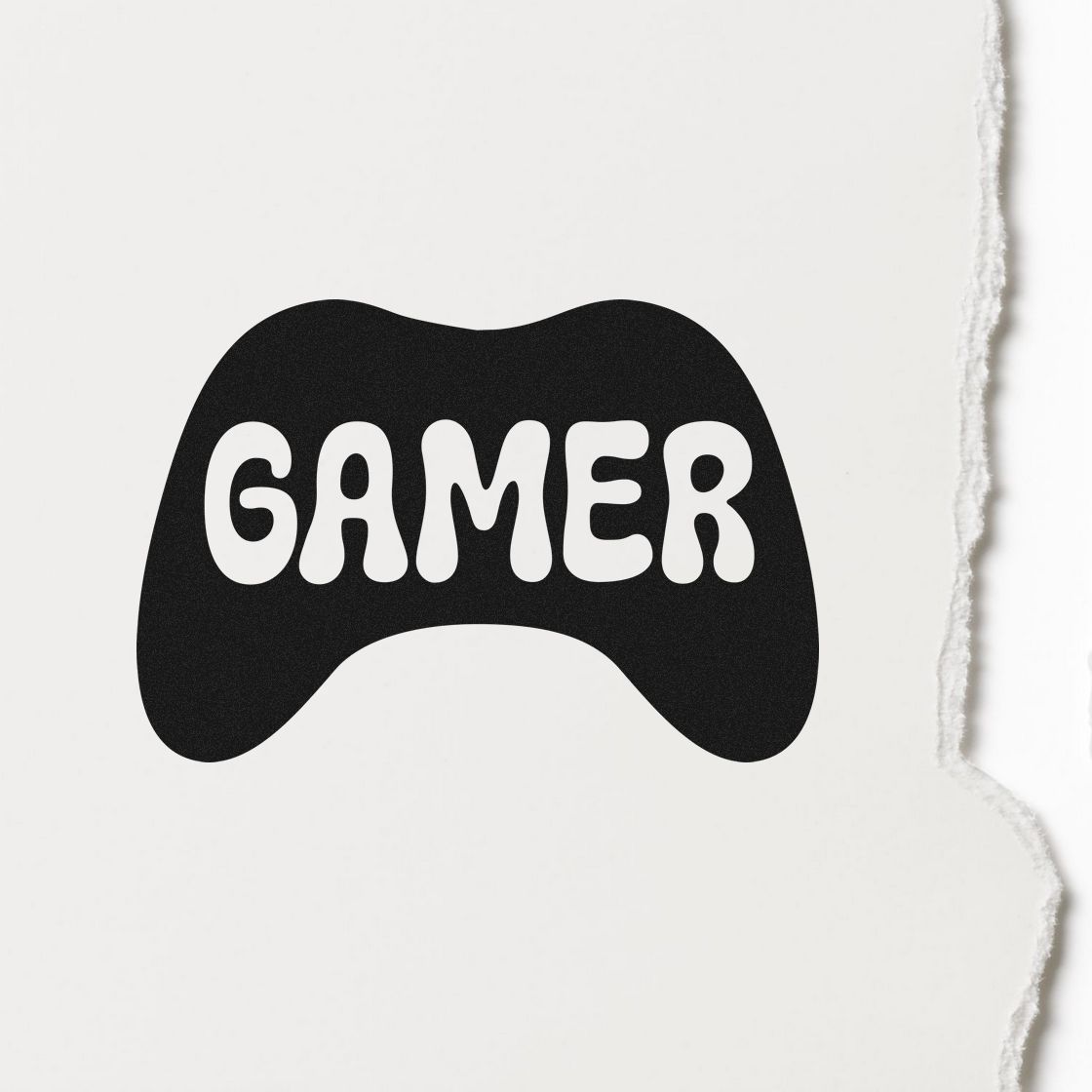 Gamer rubber stamp with game controller icon, ideal for gaming-themed crafts, packaging, and custom stationery.