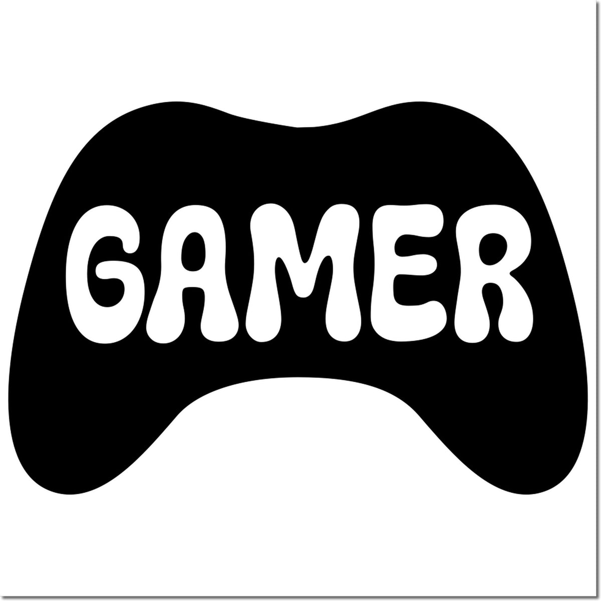 Gamer rubber stamp design with video game controller icon, perfect for gaming-themed crafts and labels
